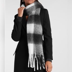 Express Buffalo Plaid Brushed Fringe Scarf